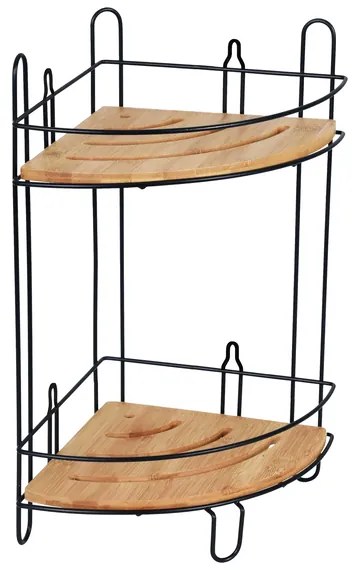 BISK Erga Plain, rohová drôtená dvojitá polička 186x186x90 mm, čierna matná, ERG-08048