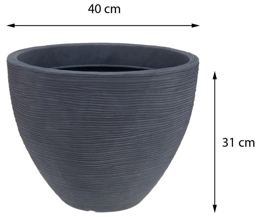 Kvetináč Ribbed I sivý