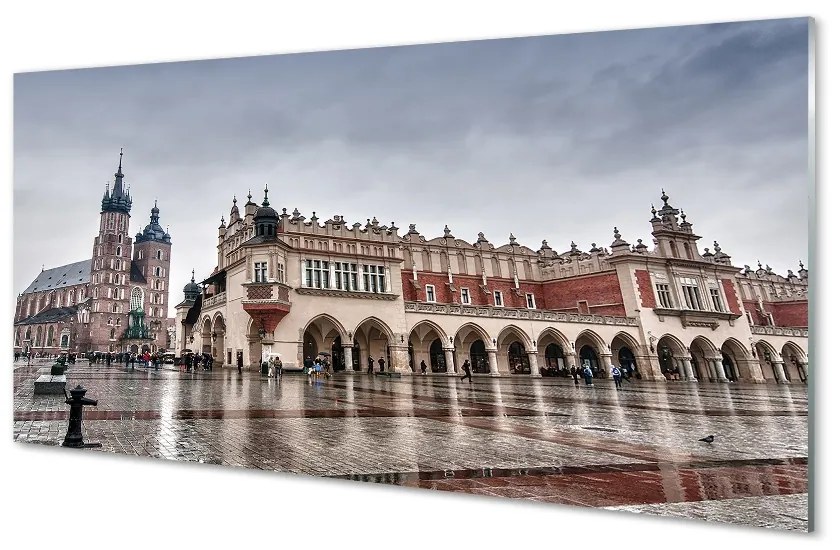 Sklenený obraz Krakow kostol Cloth dážď 120x60 cm