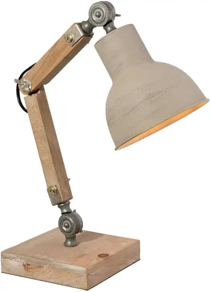 Drevená stolná lampa Ian v priemyselnom štýle | Biano
