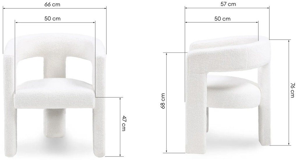 Designové křeslo LORY boucle krémové