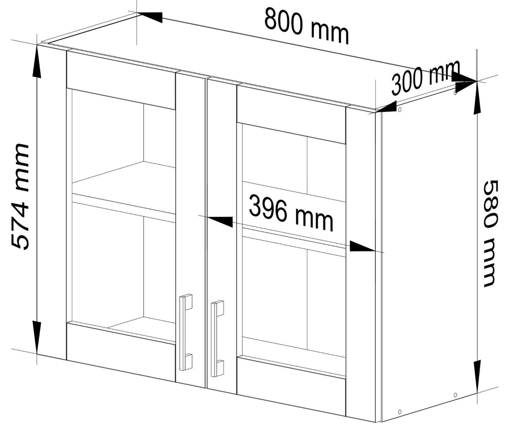 Kuchynská závesná skrinka ARTUS LIMA W80 H580 biela/dub sonoma