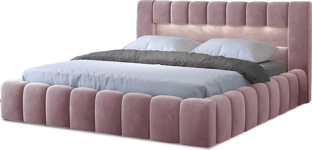 Manželská posteľ 180 cm Luxa (ružová) (s roštom, úl priest. a Led)