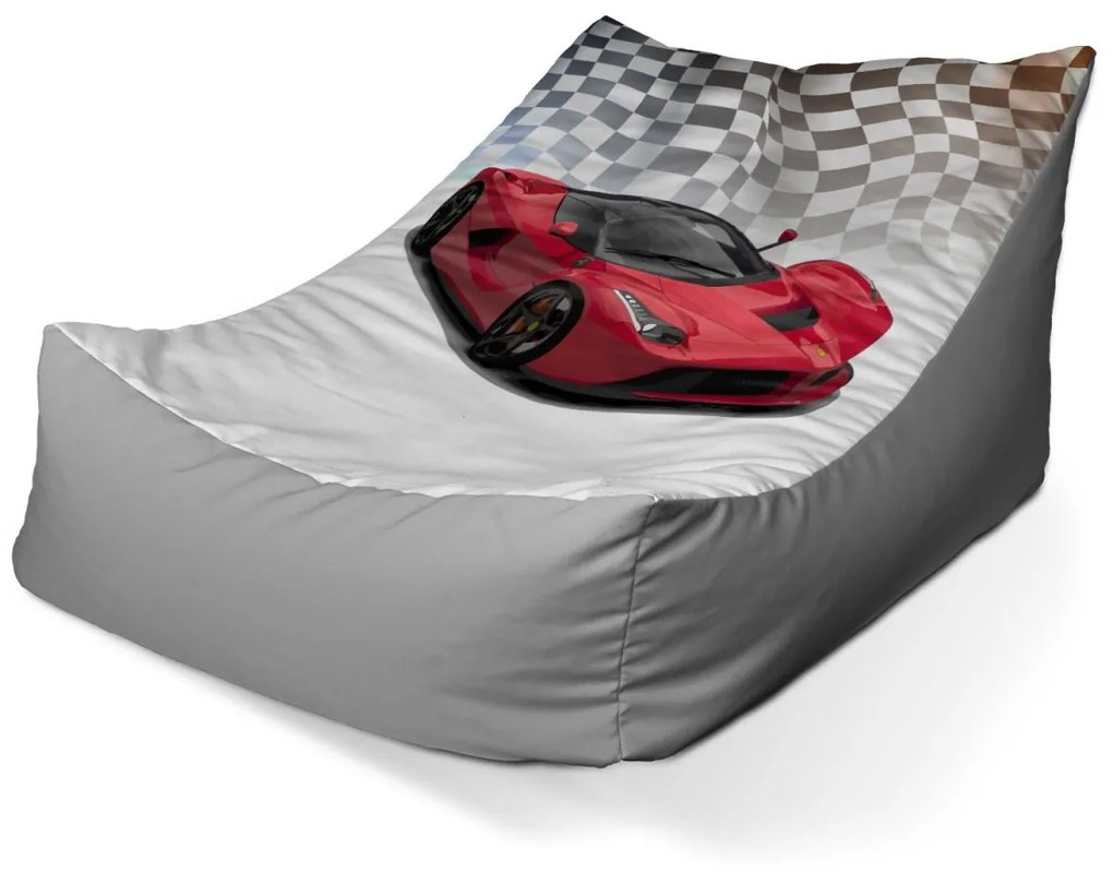 Sablio Sedací vak Lounge Ferrari Závodná vlajka - 80 x 95 x 50 cm
