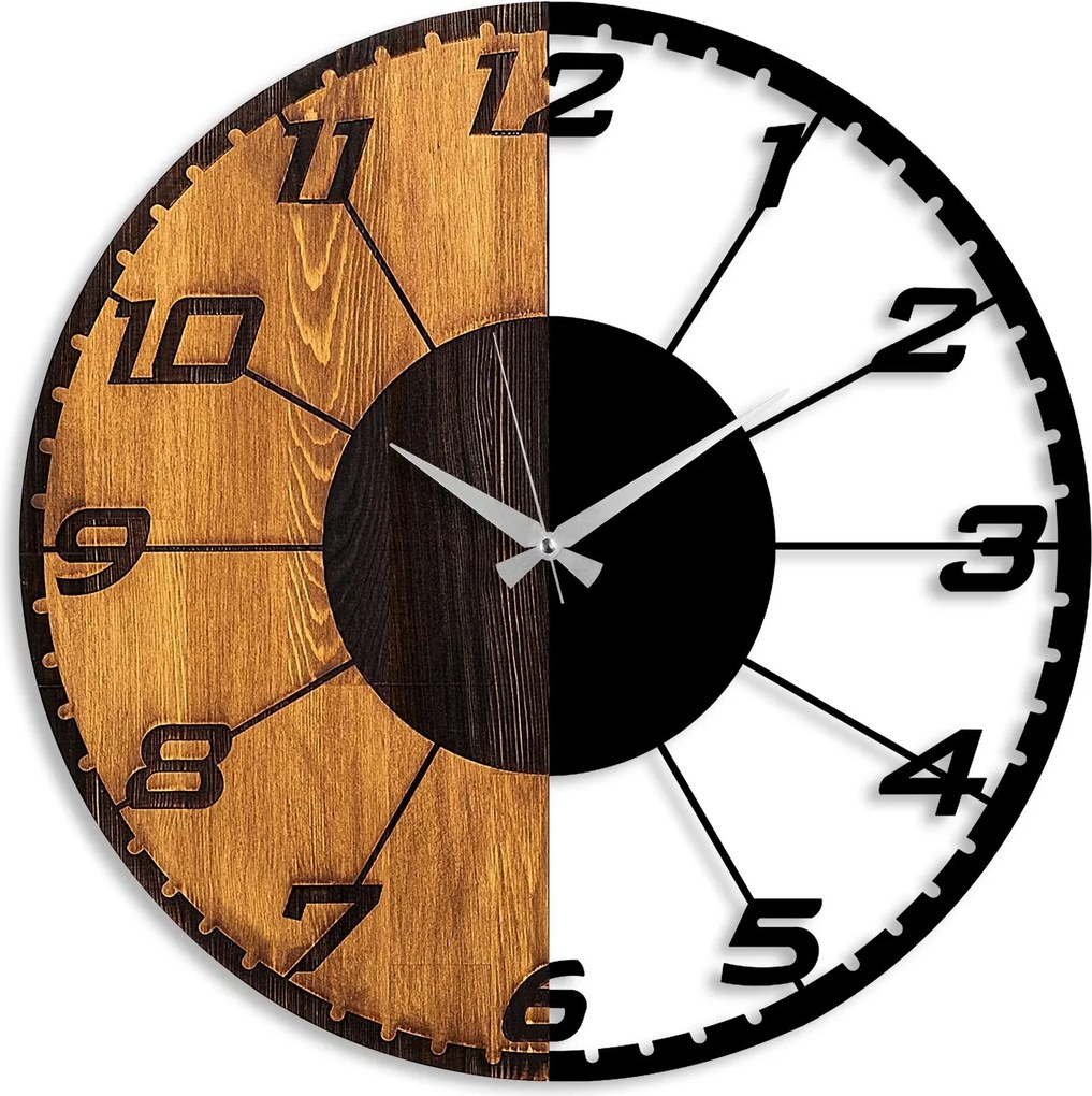Dekorativní nástěnné hodiny WALLIE LINEAR 56 cm ořech/černé