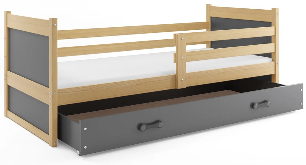 Posteľ RICO 1 200x90 borovica - grafitová