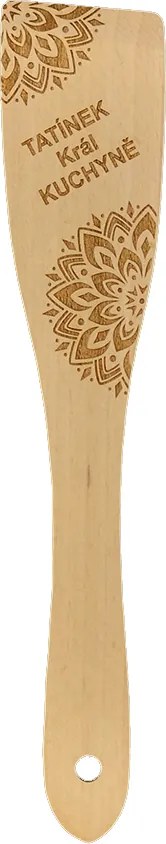 AMADEA Drevená obracačka buk text "otec kráľ kuchyne", masívne drevo, dĺžka 30 cm, český výrobok