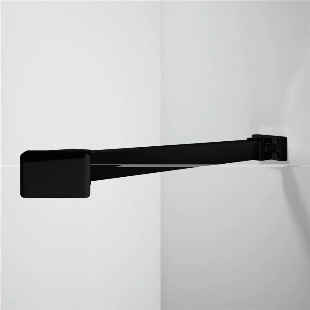 HÜPPE Design Pure samostatne stojaca bočná stena, šírka 800 mm, výška 2000 mm, rohová vzpera, farba Black Edition, sklo číre Anti-Plaque, 8P1121123322