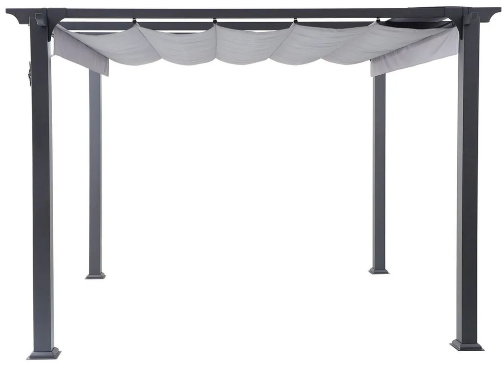 Sunfun Kreta Pergola so zhrňovacou látkovou strechou, pôdorysný rozmer: 3,33 × 3,18 m, výška: 2,35 m, sivá