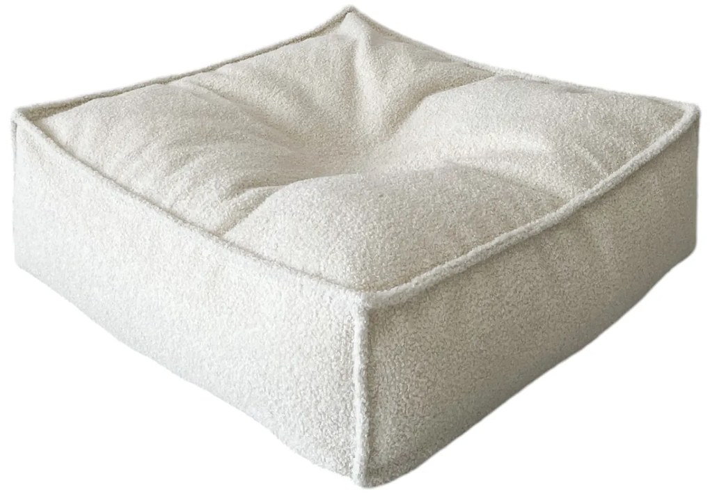 Štvorcový sedací vak Boucle, krémový