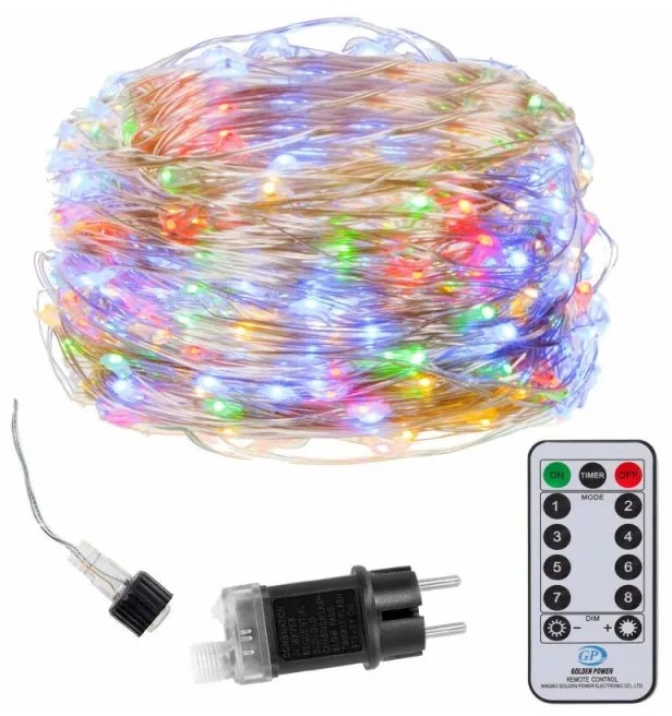 SPRINGOS LED reťaz Nano - 48m, 480LED, 8 funkcií, ovládač, IP44, multicolor