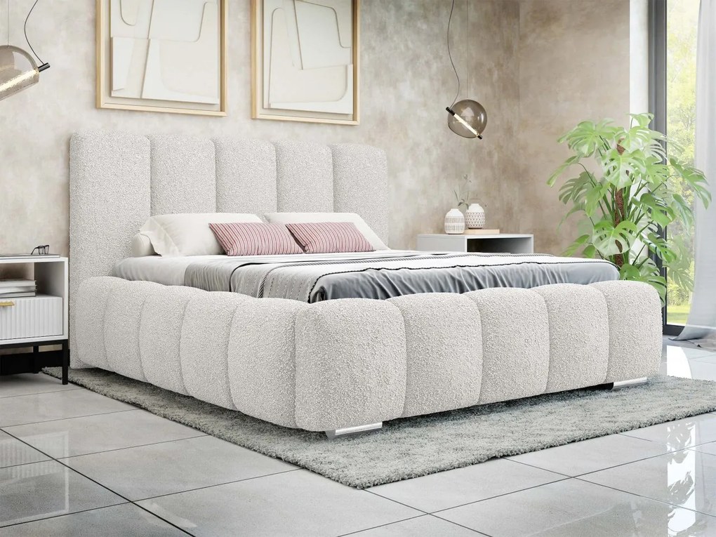 Čalúnená manželská posteľ Lisko Boucle, Rozmer postele: 180x200, Farby: Abriamo 07