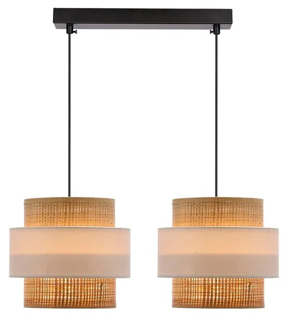 Závesné svietidlo s ratanovým tienidlom v bielo-prírodnej farbe ø 20 cm Rattan – Candellux Lighting