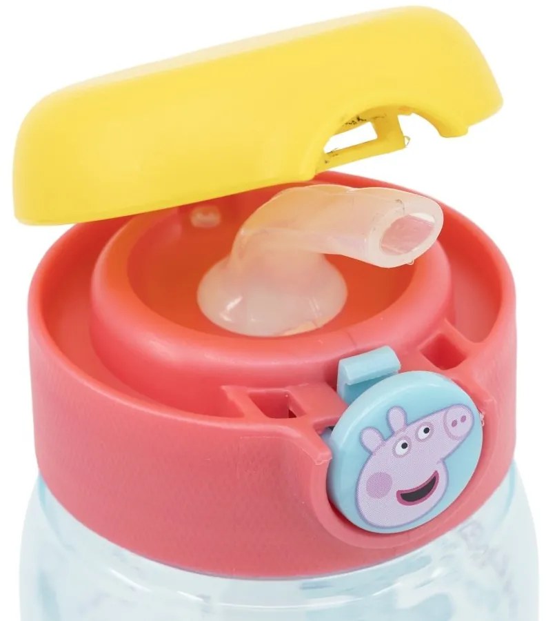 Plastová fľaša na pitie so slamkou a viečkom Prasiatko Peppa - 510 ml