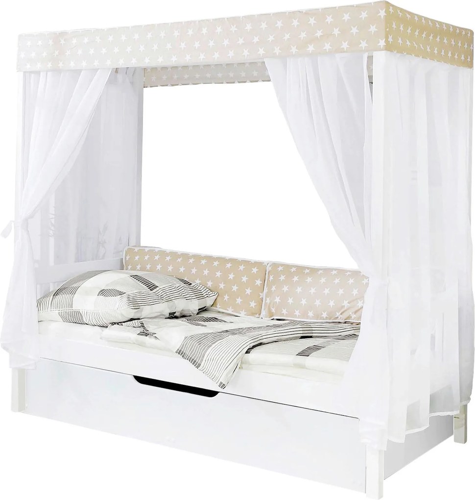 XXXLutz POSTEĽ S NEBESAMI, 90/200 cm biela, béžová Livetastic - Postele - 000406004002