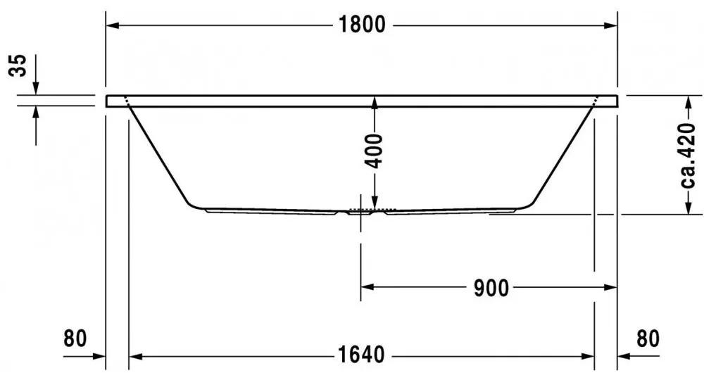 DURAVIT D-Code akrylátová pravouhlá vaňa s odtokom v strede (vytvarovaný sklon na oboch stranách), 1800 x 800 mm, 700101000000000
