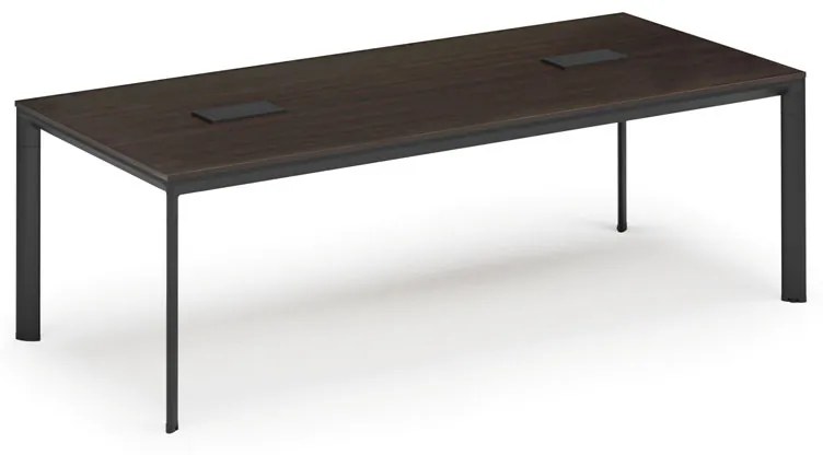 Stôl INVITATION 2400 x 1200 x 740, wenge + 2x stolná zásuvka TYP I, čierna