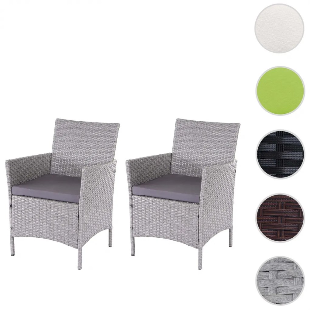 Set 2 záhradných stoličiek Halden, polyratan - sivá, vankúše antracit