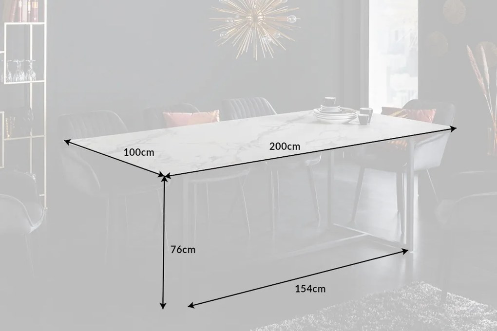 Keramický jedálenský stôl Sloane 200 cm biely mramor