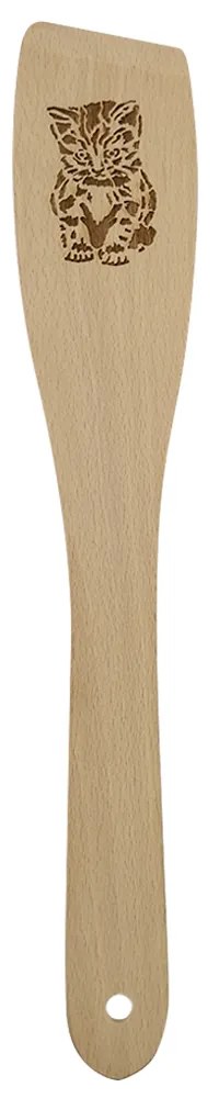 AMADEA Drevená obracačka s obrázkom mačky, masívne drevo, dĺžka 30 cm