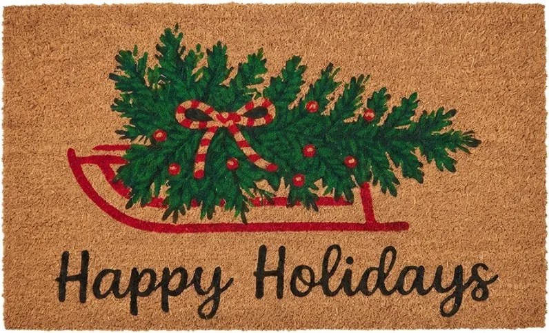 Vianočná kokosová rohožka Happy Holidays - 75*45*1 cm