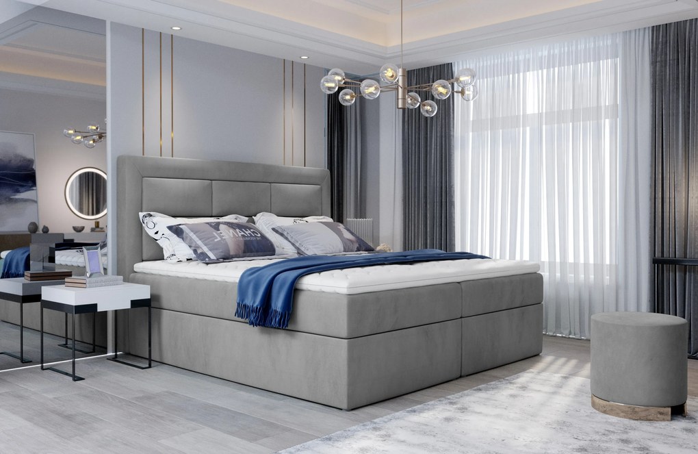Manželská posteľ Boxspring 180 cm Variv (svetlosivá) (s matracom). Akcia -15%. Vlastná spoľahlivá doprava až k Vám domov. 1025426