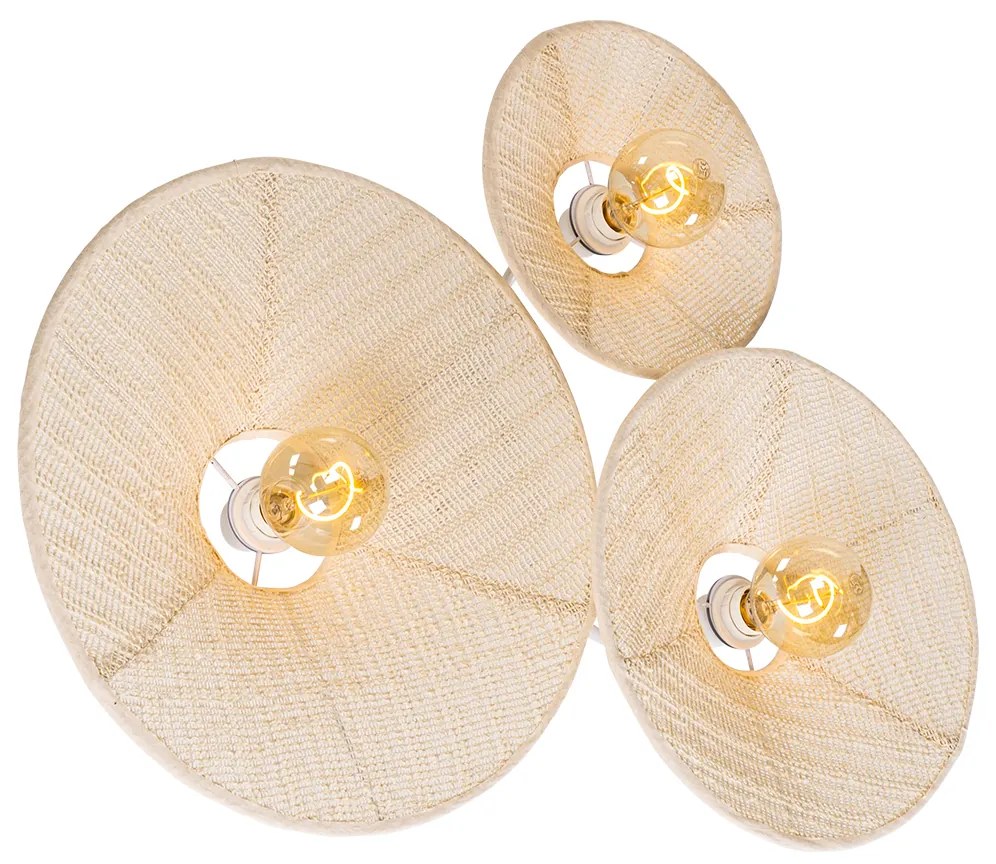Dizajnová nástenná lampa biela s látkou 3-svetlo - Jane