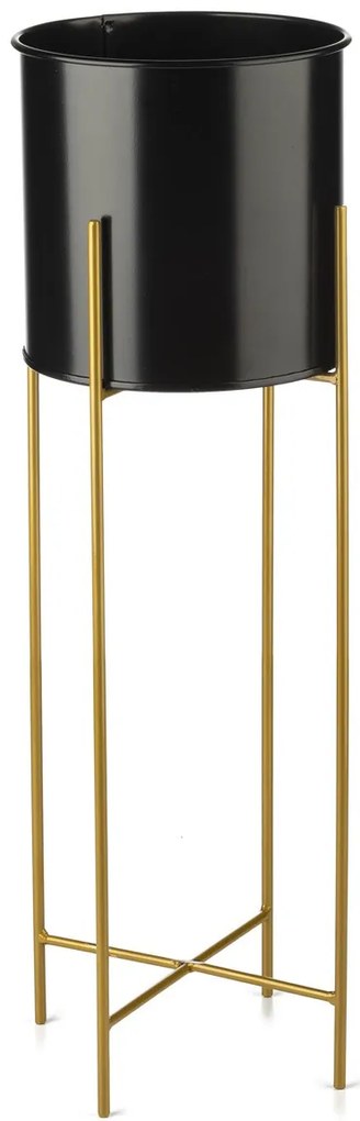 KOVOVÝ KVETINÁČ SO STOJANOM GLAMOUR 75X24 CM ČIERNA/ZLATÁ