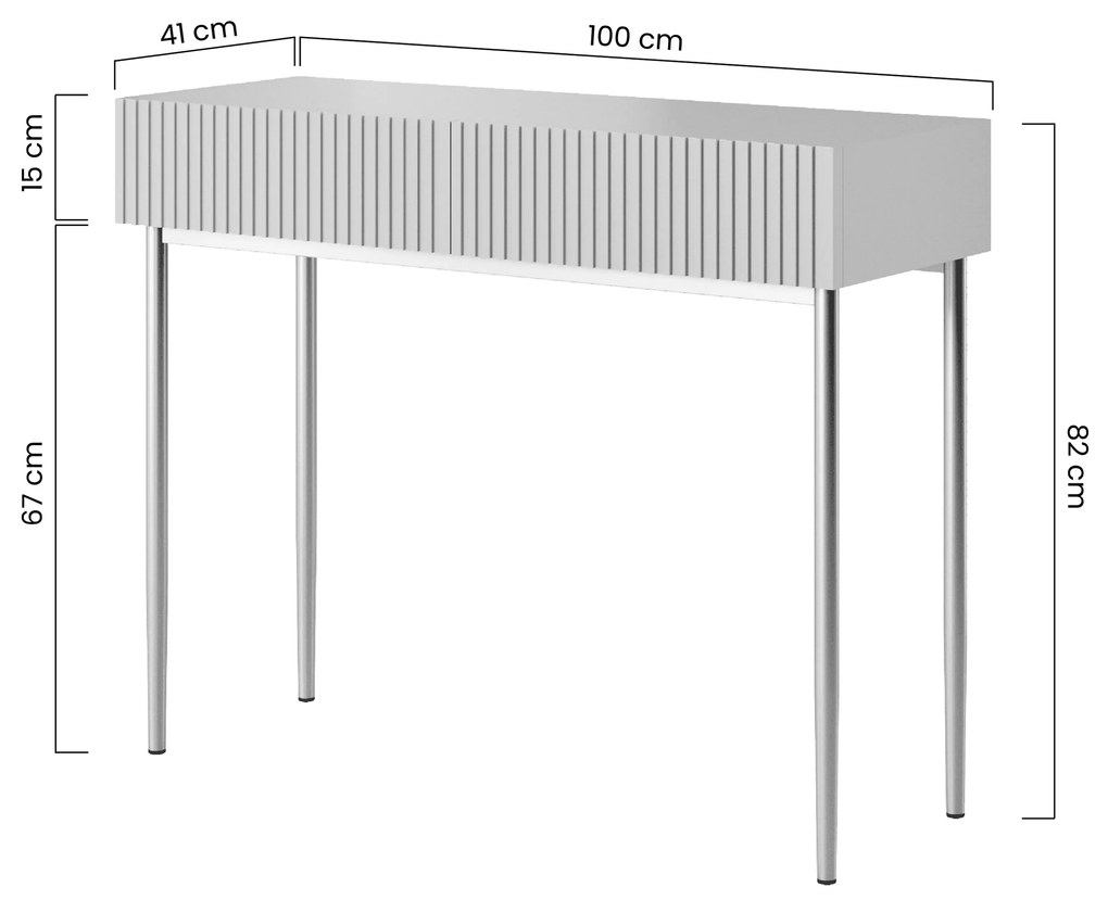 Moderný písací stôl Nicole - biely mat / zlatá