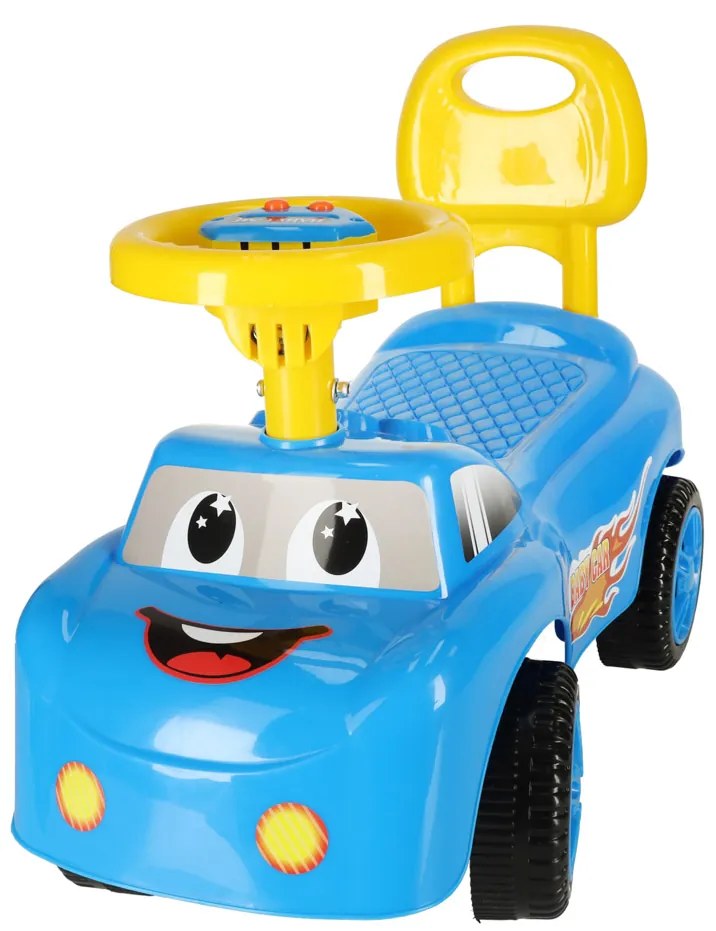 KIK Úsmevné auto push ride s klaksónom modré