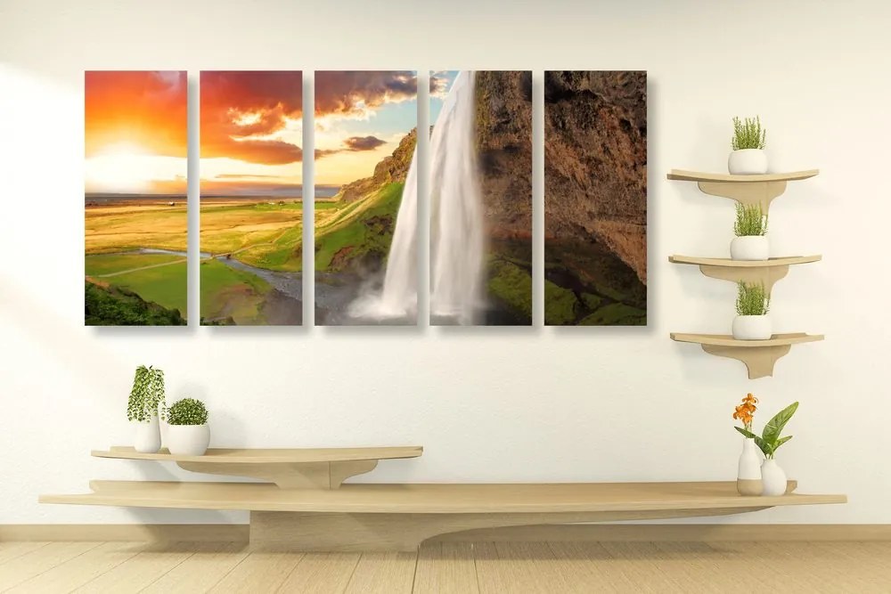 5-dielny obraz majestátny vodopád na Islande Varianta: 100x50