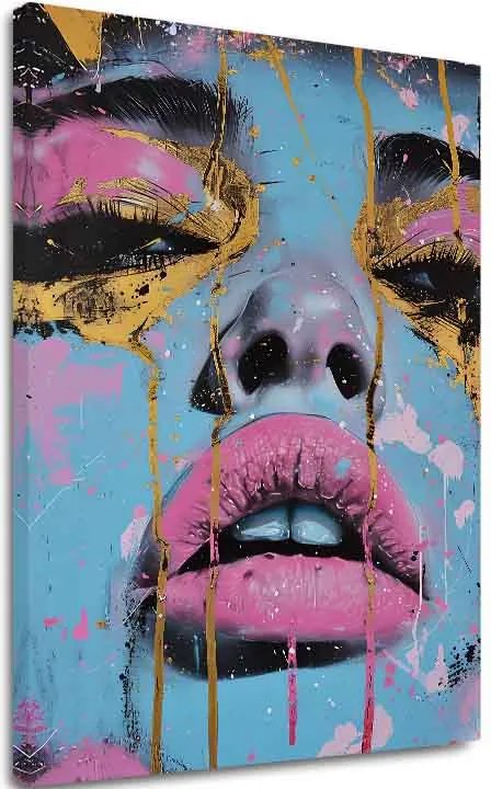 Obraz Neon Lips na plátne | Maľovaná štruktúra