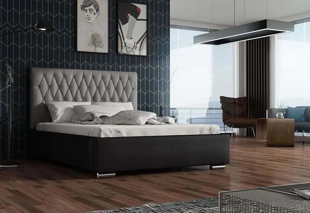 Čalúnená posteľ REBECA + rošt, Siena06 s gombíkom/Dolaro08, 180x200