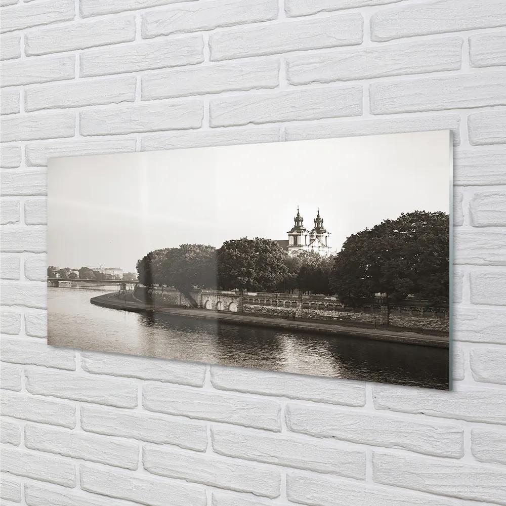 Obraz na akrylátovom skle Krakow river bridge 125x50 cm