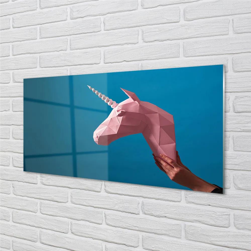 Obraz na akrylátovom skle Ružový jednorožec origami 125x50 cm