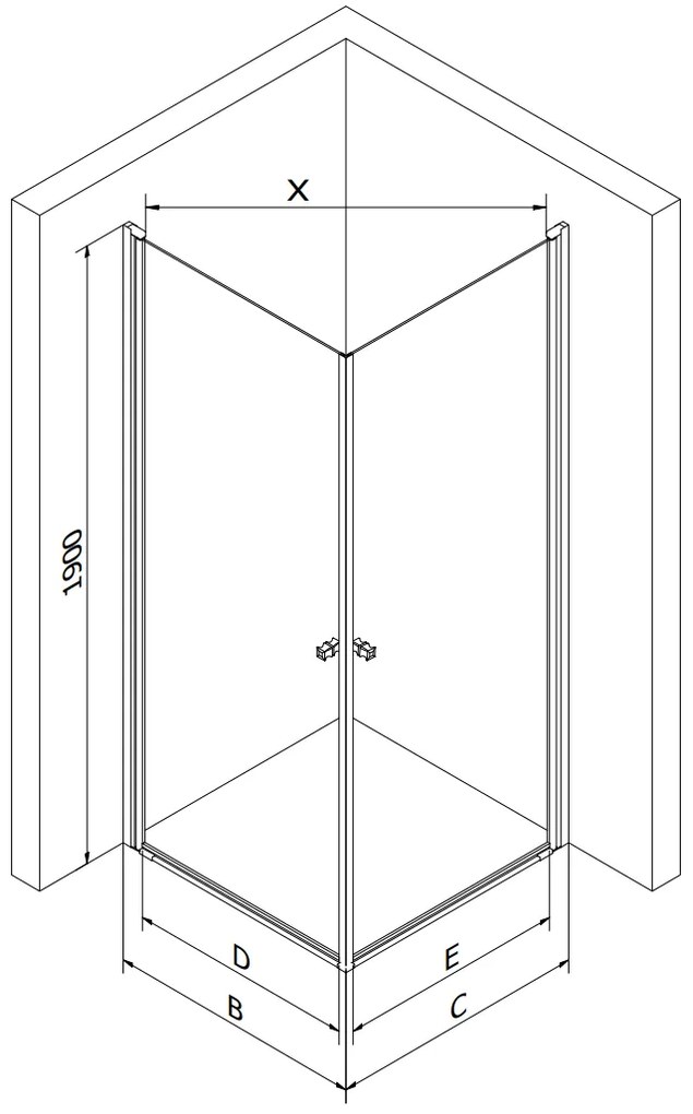 Mexen PRETORIA DUO sprchovací kút 90x90cm, 6mm sklo, chrómový profil-číre sklo, 852-090-090-02-00