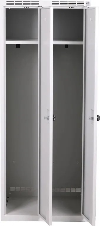 Kovová šatníková skrinka S7, 2-dverová, 1800 x 600 x 500 mm, demont, cylindrický zámok, tmavosivé dvere