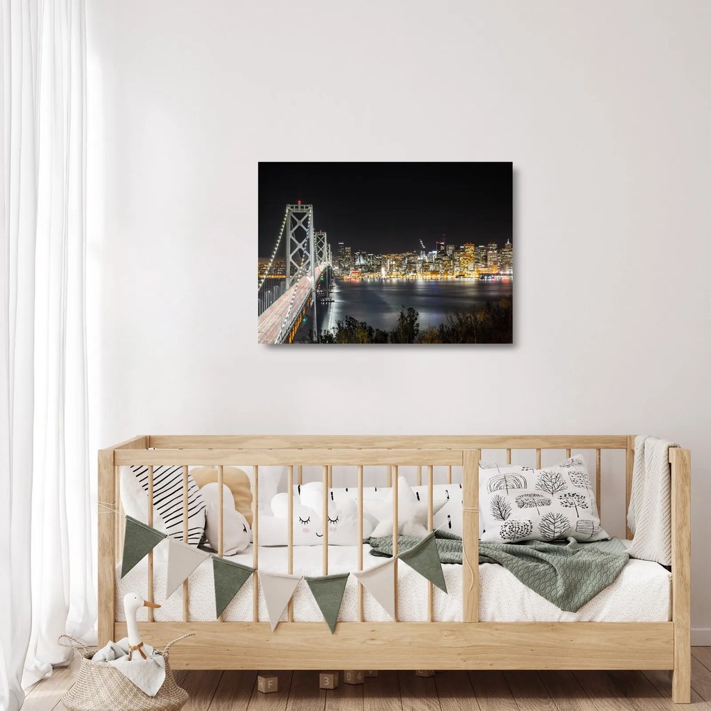 Sklenený obraz Brooklynského mostu a New Yorku (70x50 cm)