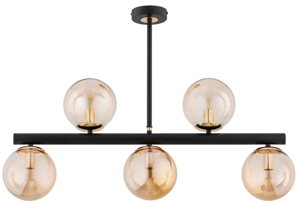 Luster na tyči TUKANE 5xE14/10W/230V čierna/zlatá