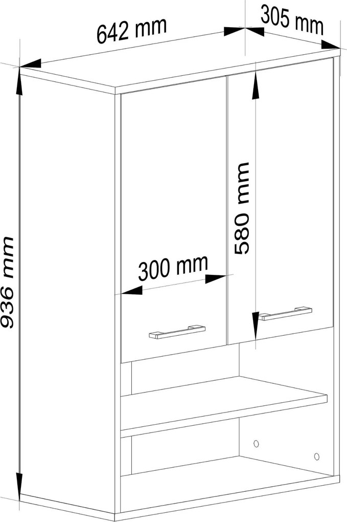 Závesná kúpeľňová skrinka Fin W64 2D 64 cm - výber z 9 prevedení