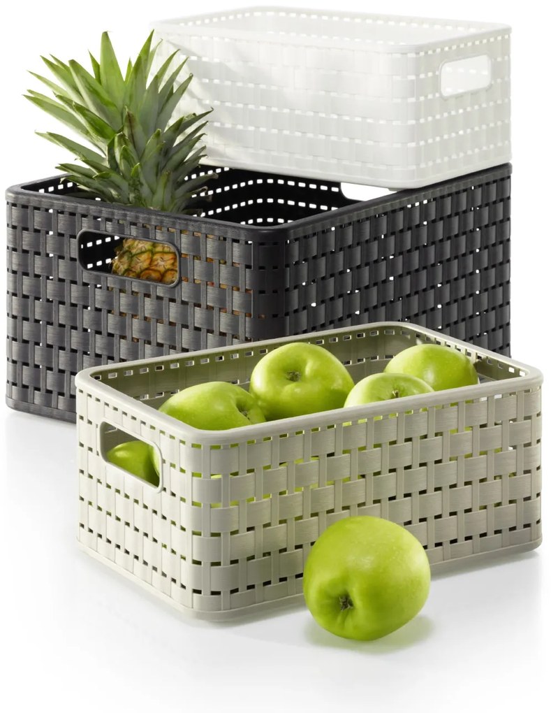 Rotho Plastový košík COUNTRY, rovný, antracit (11l - 33x24x16)