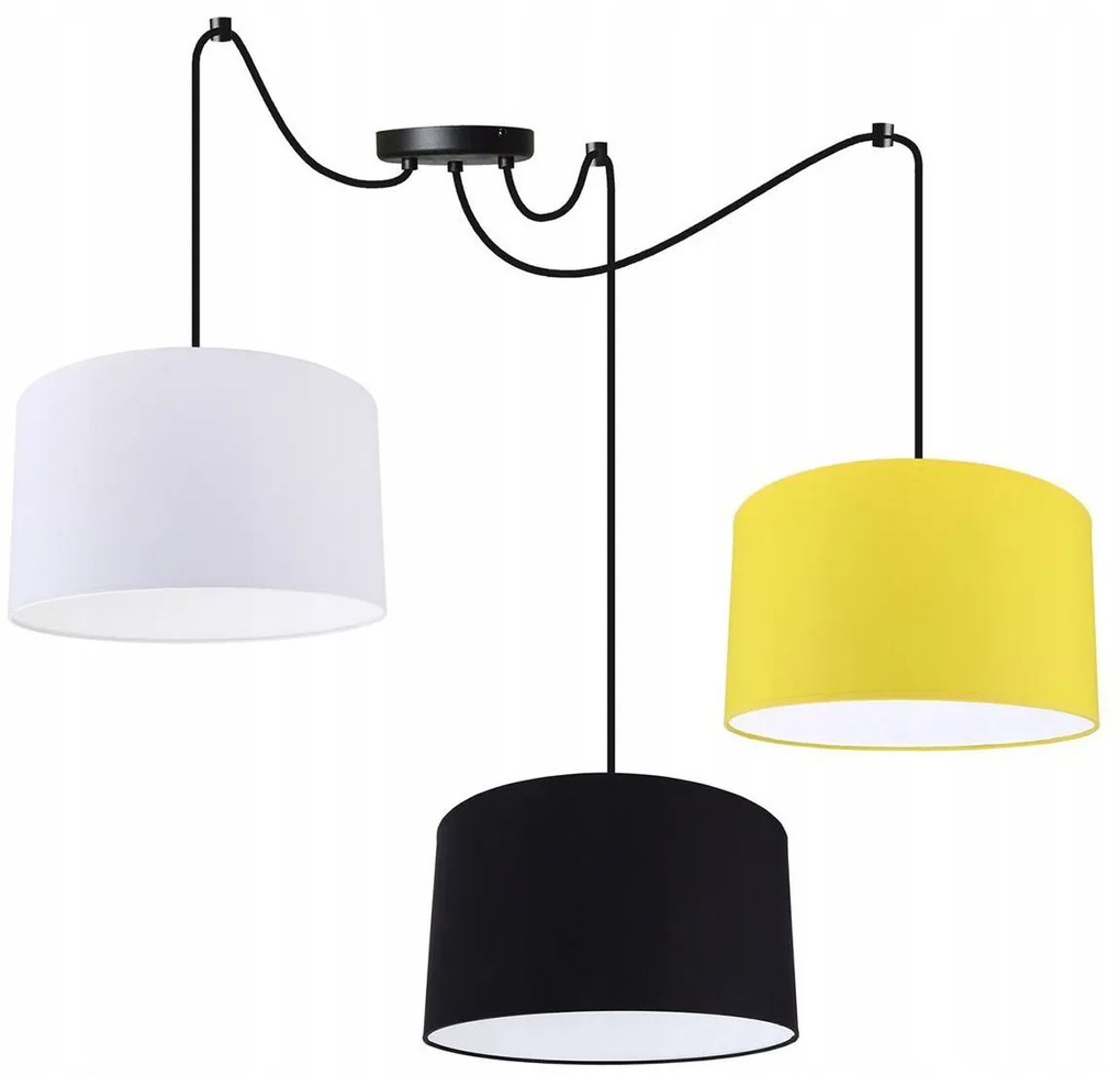 Závesné svietidlo Indigo Spider, 3x textilné tienidlo (mix 10 farieb), (výber z 2 farieb konštrukcie)