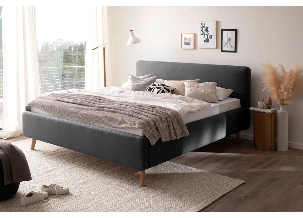 Tmavosivá dvojlôžková posteľ s roštom a úložným priestorom Meise Möbel Mattis, 180 x 200 cm