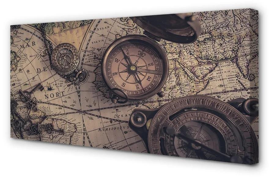 Obraz canvas kompas mapa 125x50 cm