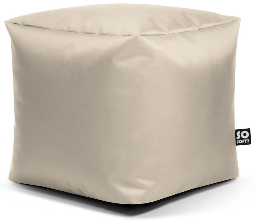 Béžový detský sedací vak z imitácie kože Cube M – So Soft?