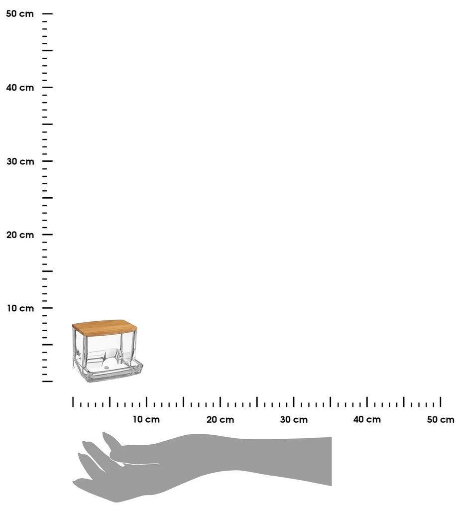 Kúpeľňová nádoba na vatové tyčinky Selena, číra/s drevenými prvkami