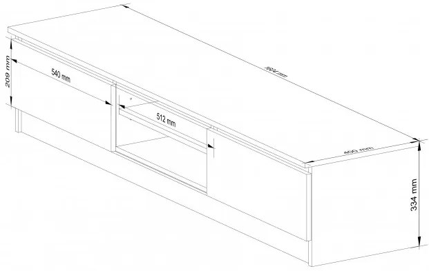 Stolík pod TV RTV K 160 CLP biely / sonoma
