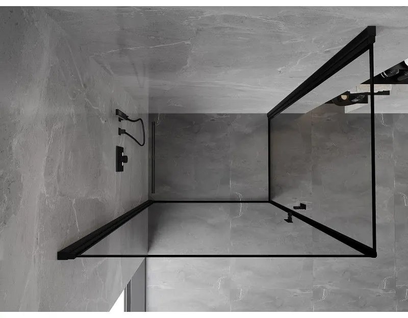 Mexen Mist-B Duo, 2-krídlový výklopný sprchový kút 100 x 80 cm, číre sklo-čierny rám, 8A2-100L-080P-70-70