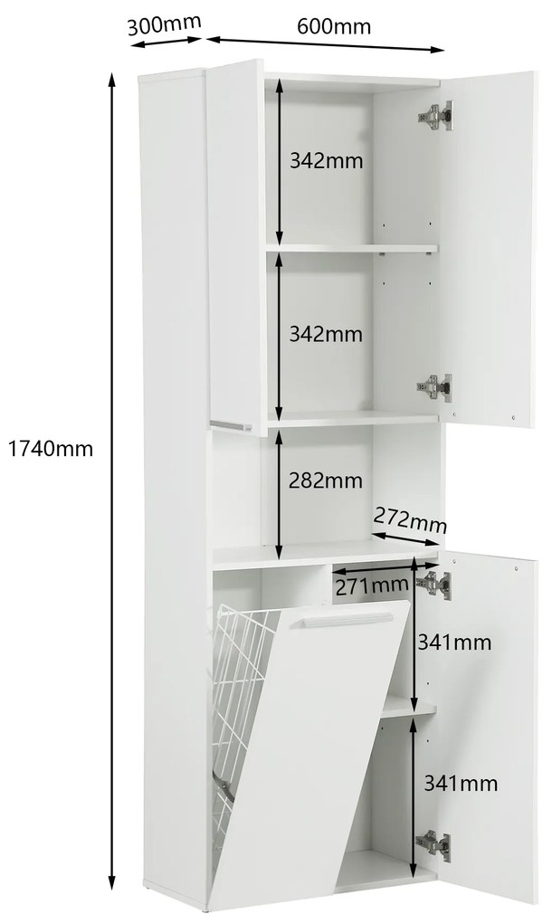 Kúpeľňová skrinka s košom Houseland Nelly matná biela