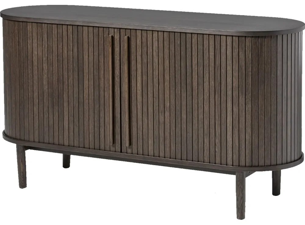 Hnedá komoda v dekore duba s posuvnými dverami 140x76x45 cm Meta – Unique Furniture